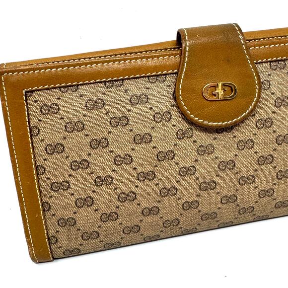 Gucci Rare Vintage GG Supreme Canvas Monogram Continental Wallet Brown Leather - Picture 2 of 15